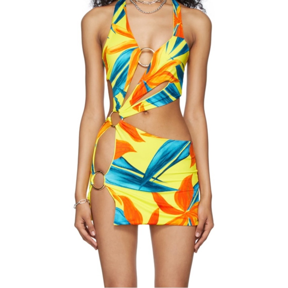 Louisa Ballou Exclusive Yellow & Orange Sleeveless Ring Dress